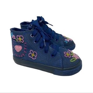 Lelli Kelly Toddler Girl Blue Suede Beaded High
Top Sneakers EU 26 US 9